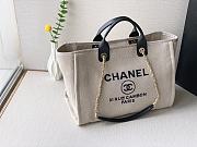 Chanel 22S Small Deauville Tote Mixed Fibers Deauville Tote Beige Black and Gold Hardware 39cm - 5