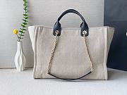 Chanel 22S Small Deauville Tote Mixed Fibers Deauville Tote Beige Black and Gold Hardware 39cm - 4