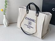 Chanel 22S Small Deauville Tote Mixed Fibers Deauville Tote Beige Black and Gold Hardware 39cm - 3