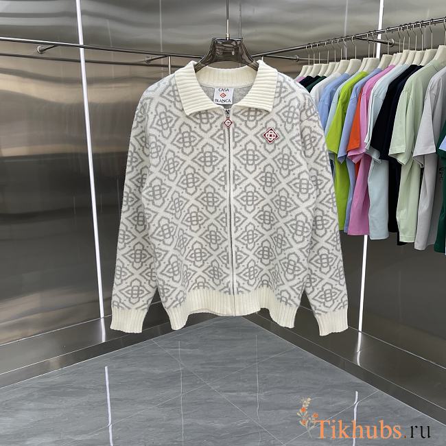 Casablanca Monogram Zip Up Cardiga  - 1