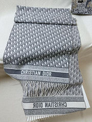  Dior Oblique scarf in ecru and gray cashmere - 5