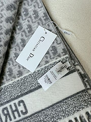  Dior Oblique scarf in ecru and gray cashmere - 4