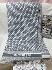  Dior Oblique scarf in ecru and gray cashmere - 2