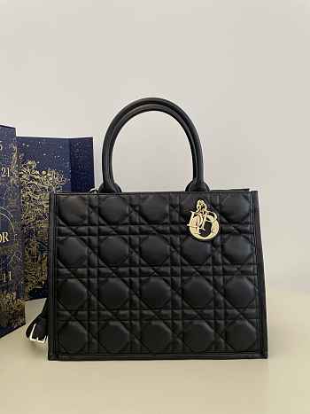 Dior Medium Book Tote in Black Macrocannage Calfskin 36.5 cm