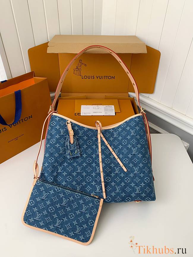  Louis Vuitton CarryAll MM Monogram Denim bag in blue size 39cm - 1