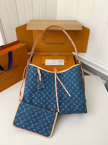  Louis Vuitton CarryAll MM Monogram Denim bag in blue size 39cm
