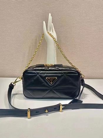 Prada black quilted leather crossbody camera bag 22x11x7cm