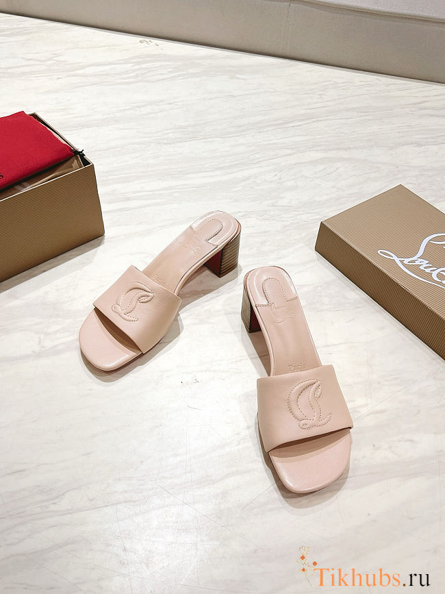 Christian Louboutin So CL 55 leather heeled mules in a beige color high 8.5cm - 1