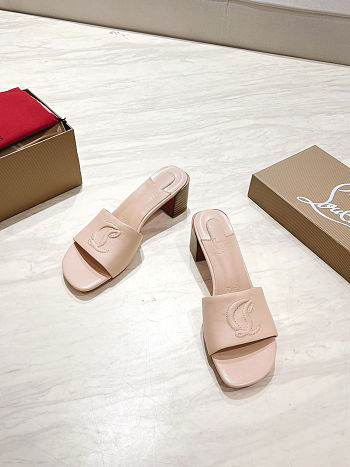 Christian Louboutin So CL 55 leather heeled mules in a beige color high 8.5cm