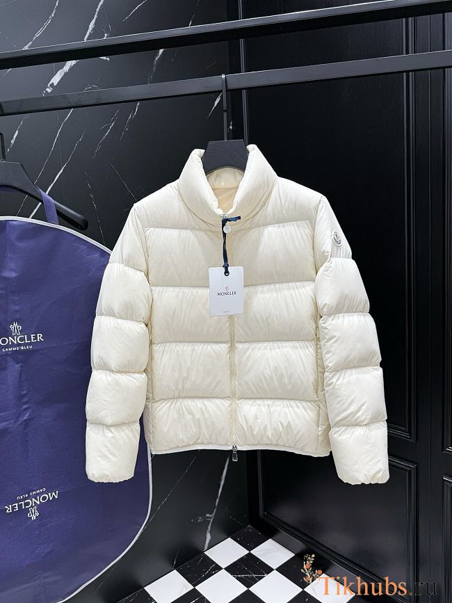 Moncler Abbadia padded down jacket in cream or off-white.  - 1