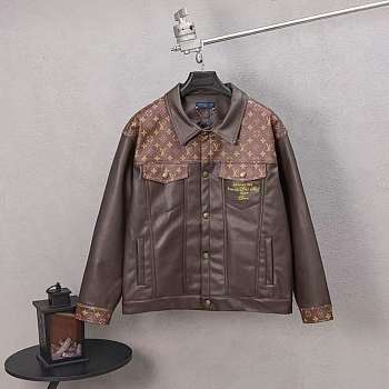 Louis Vuitton Embellished Leather Trucker Jacket