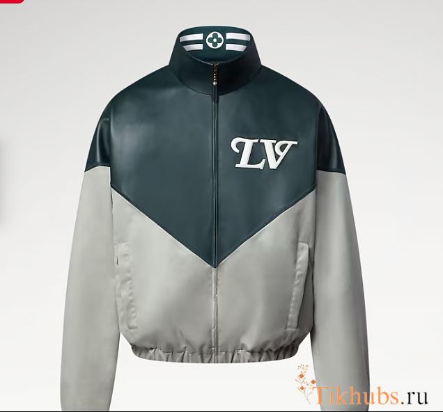Louis Vuitton Graphic Leather Mix Tracktop in dark green and beige 1AIJX2 - 1