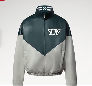 Louis Vuitton Graphic Leather Mix Tracktop in dark green and beige 1AIJX2