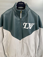Louis Vuitton Graphic Leather Mix Tracktop in dark green and beige 1AIJX2 - 5