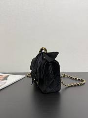 CHANEL Mini Flap Bag With Handle Silk & Gold Metal Black 13×20×6 cm - 6