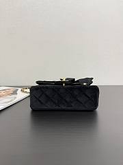 CHANEL Mini Flap Bag With Handle Silk & Gold Metal Black 13×20×6 cm - 5
