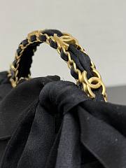 CHANEL Mini Flap Bag With Handle Silk & Gold Metal Black 13×20×6 cm - 3