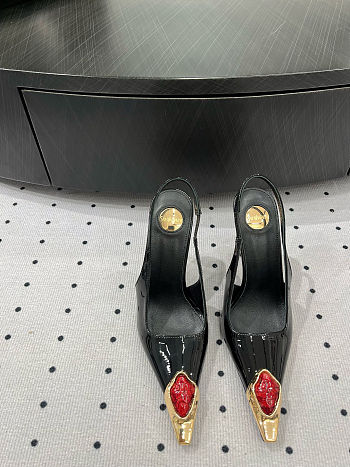 Saint Laurent Blade Slingback Pumps with Red Stone Detail high 9.5cm