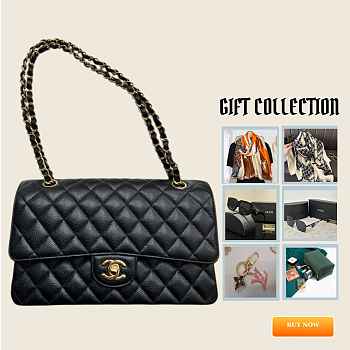 Chanel Flap Bag Caviar In Black 25cm With Gold Hardware