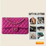 Chanel Flap Bag Fuchsia Pink Lambskin Silver 25cm - 1