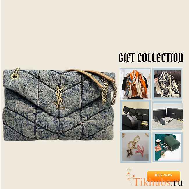 YSL Puffer Medium Denim Blue Bag 35x23x13.5cm - 1