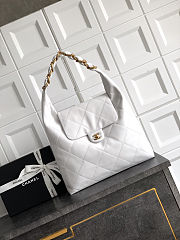 Chanel Maxi Hobo Bag   Shiny Calfskin & Gold-Tone Metal  White size 34*36*12 cm - 1