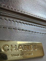 Large flap bag with handle Mirrored Calfskin & Gold Metallic  Pale gold 12x29x5cm - 4
