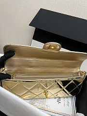 Large flap bag with handle Mirrored Calfskin & Gold Metallic  Pale gold 12x29x5cm - 5