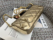 Large flap bag with handle Mirrored Calfskin & Gold Metallic  Pale gold 12x29x5cm - 6