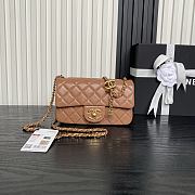Chanel Flap bag Shiny Lambskin & Gold Plated Metal Light brown 20×13×7cm - 1