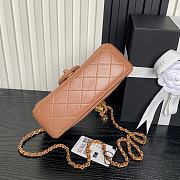 Chanel Flap bag Shiny Lambskin & Gold Plated Metal Light brown 20×13×7cm - 2