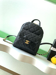  Chanel CC Mini Classic Backpack in black caviar quilted leather.  - 1