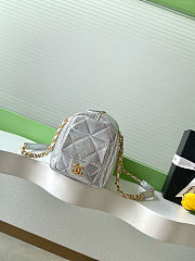 Chanel Mini Boston Bag in silver quilted leather 15.5x24x11.5 cm - 6