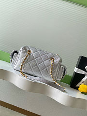 Chanel Mini Boston Bag in silver quilted leather 15.5x24x11.5 cm - 5