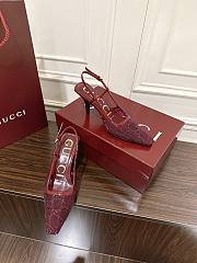  Gucci Women's GG crystal slingback pump red heel 7.5cm - 6