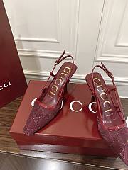  Gucci Women's GG crystal slingback pump red heel 7.5cm - 4