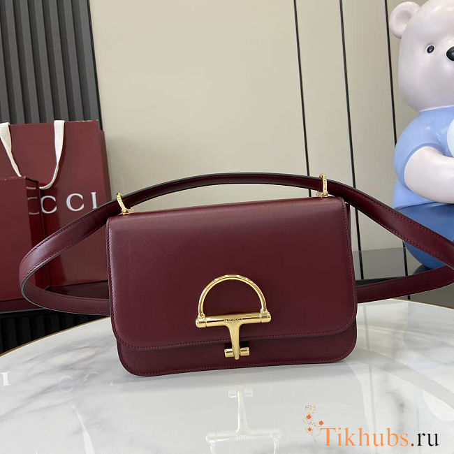 Gucci Siena small shoulder bag in Rosso Ancora red leather 22.5x14x 8 cm - 1