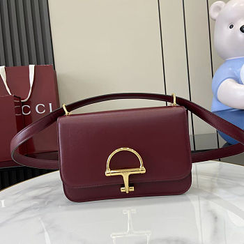 Gucci Siena small shoulder bag in Rosso Ancora red leather 22.5x14x 8 cm