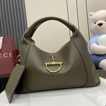 Gucci Softbit Maxi shoulder bag in dark moss green leather 46cmx 26cmx16cm