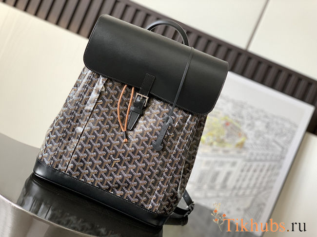 Goyard Alpin MM backpack in black Goyardine canvas and leather 39x15.5x 32 cm - 1