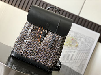 Goyard Alpin MM backpack in black Goyardine canvas and leather 39x15.5x 32 cm