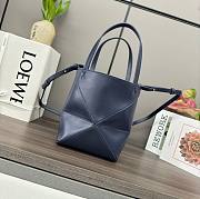  Loewe Mini Puzzle Fold Tote Bag in shiny calfskin in the color Abyss Blue 16.5*9.5*20CM - 4