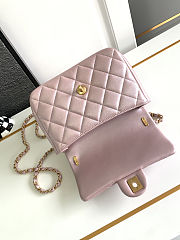 Chanel Mini Square Pearl Flap Bag Light Pink Iridescent Lambskin Brushed Gold Hardware size 18cm - 6