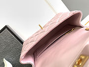 Chanel Mini Square Pearl Flap Bag Light Pink Iridescent Lambskin Brushed Gold Hardware size 18cm - 5