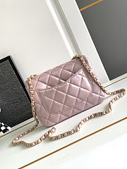 Chanel Mini Square Pearl Flap Bag Light Pink Iridescent Lambskin Brushed Gold Hardware size 18cm - 2