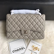 Chanel Classic Double Flap bag in a grey or taupe caviar leather 30cm - 1