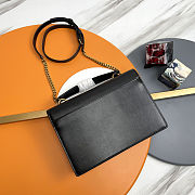 YSL Sunset Handbag in Black Calfskin and Brown Suede with Top Handle 25x18x5cm - 5