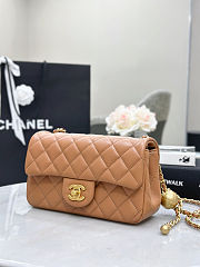Chanel Quilted Pearl Crush Mini Rectangular Caramel Lambskin 20cm - 6