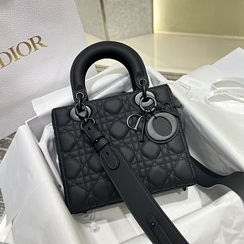 Dior Small Lady Dior My ABCDior Bag in black cannage lambskin 20*17*8cm