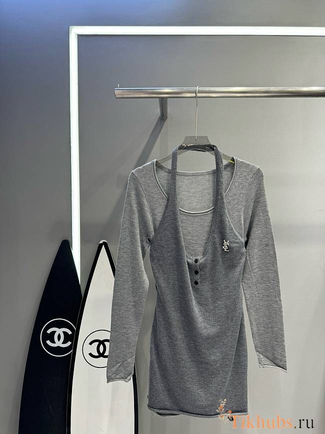 YSL Grey Mini Dress  - 1